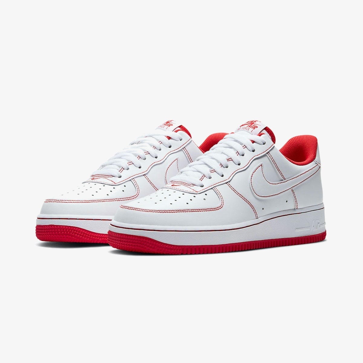 Nike Air Force 1 '07 'Contrast Stitch - White University Red' - Image 2