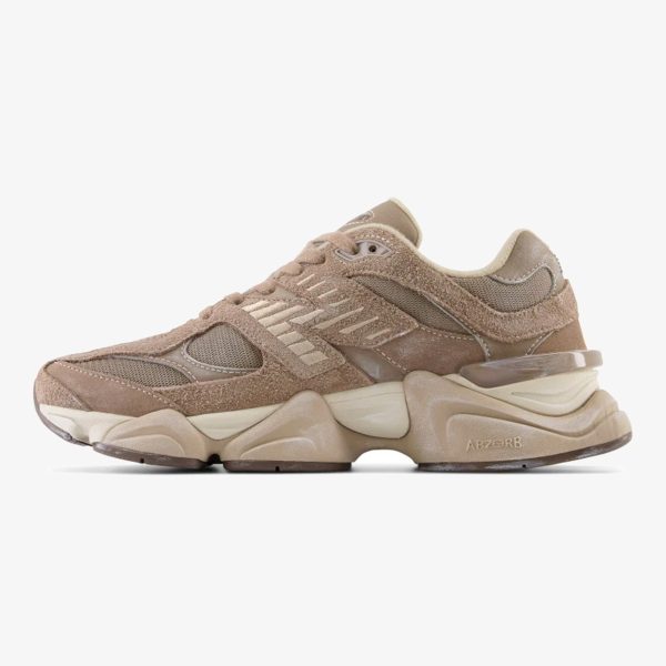 nb 9060 mushroom - New Balance Mushroom sneaker with brown mesh, hairy suede overlays, and stacked sole