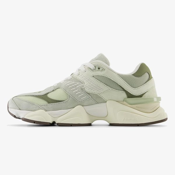 nb 9060 olivine - New Balance Olivine sneaker with green mesh, suede overlays, and sculpted sole