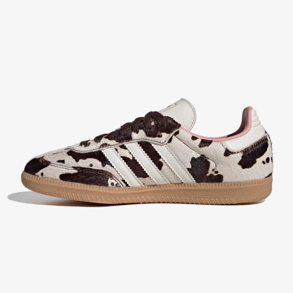 Samba OG Cow Print sneaker with dark brown and off-white pony hair upper and gum sole