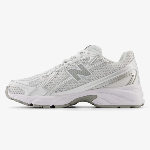 White and metallic silver NB 740v2 sneaker with mesh and reflective-style overlays