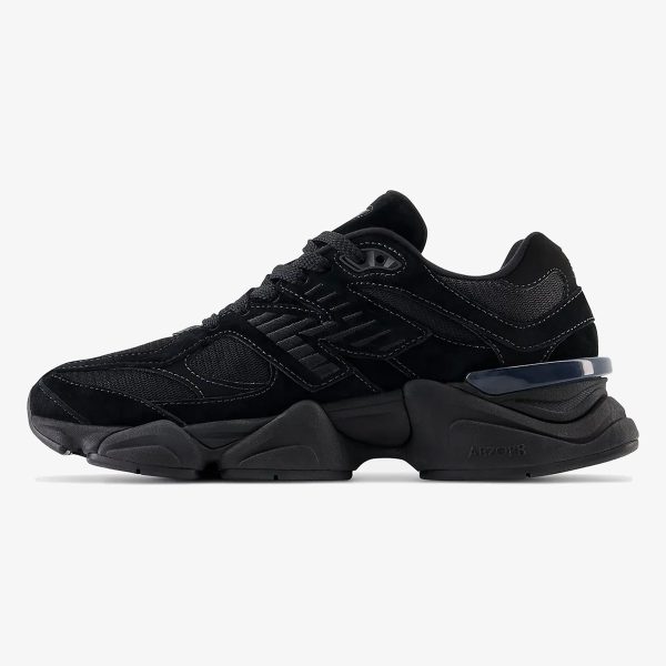 NB 9060 Triple Black Suede sneaker with black mesh, suede overlays and chunky sole