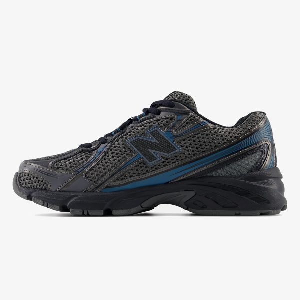 Grey and blue NB 740v2 sneaker with layered mesh and synthetic overlays
