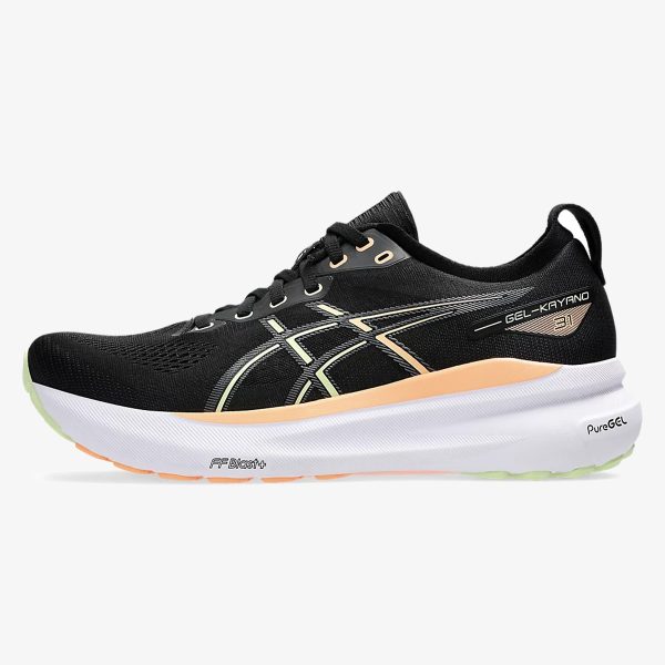 gel-kayano 31 running shoe - Black Cool Matcha Kayano 31 running shoe with green accents and structured sole