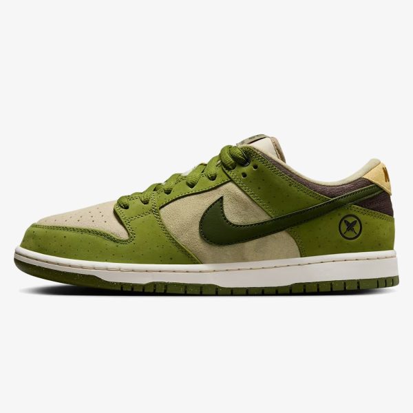 nike sb dunk low matcha - Matcha-toned Nike SB Dunk with tan suede, green overlays, and Yuto crest detail
