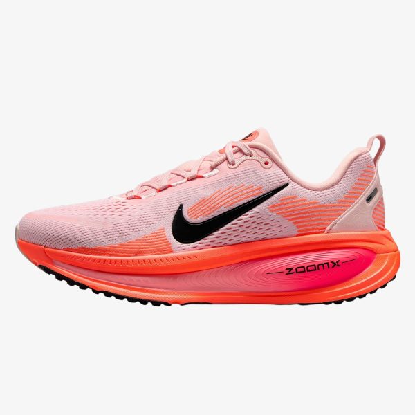 wmns vomero 18 atmosphere pink - Atmosphere Pink Vomero 18 sneaker with black Swoosh and bright crimson accents