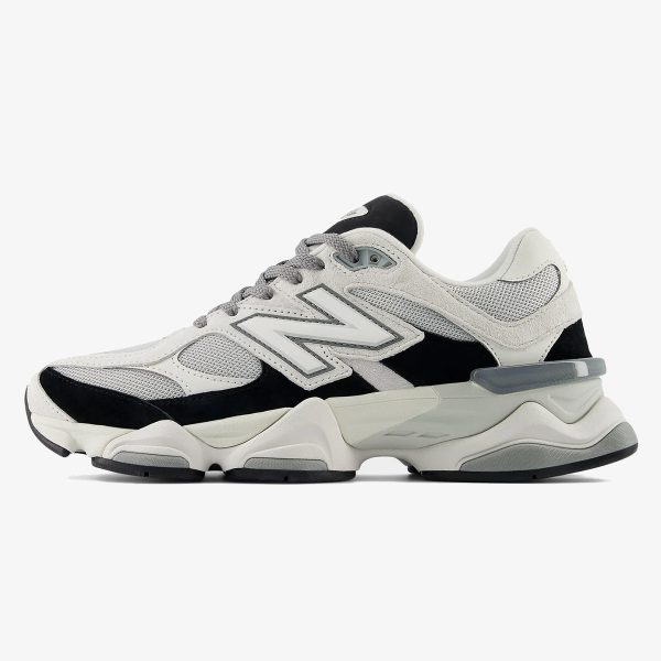 Grey Jet Black 9060 sneaker with layered suede overlays and chunky sole