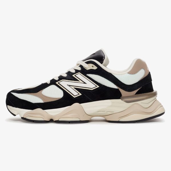 Sea Salt Bone 9060 sneaker with black suede overlays and chunky sole