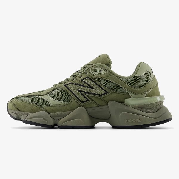 9060 dark olivine - Dark Olivine 9060 sneaker with olive suede overlays and chunky sole