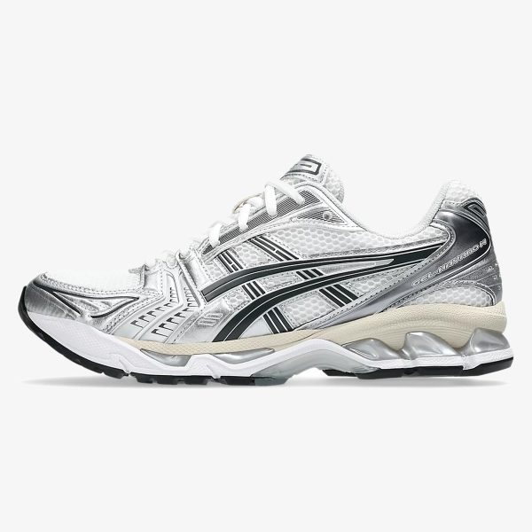 gel-kayano 14 white graphite grey - White Graphite Grey GEL-KAYANO 14 sneaker with layered mesh and visible GEL sole