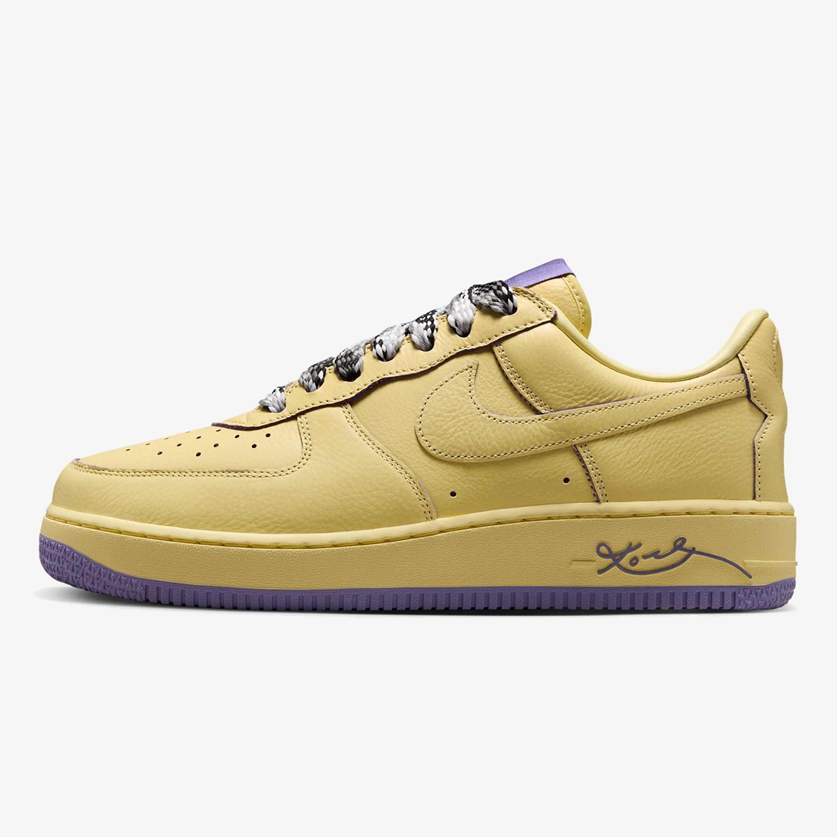 kobe af1 mamba mentality - Soft Yellow Kobe Bryant AF1 Protro with purple details and oversized 8 heel branding
