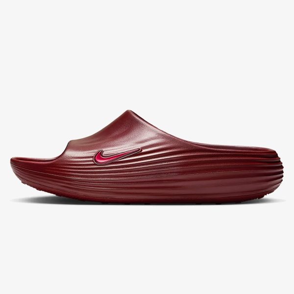 ReactX Rejuven8 Slide Team Red sandal with molded strap and crimson tonal finish