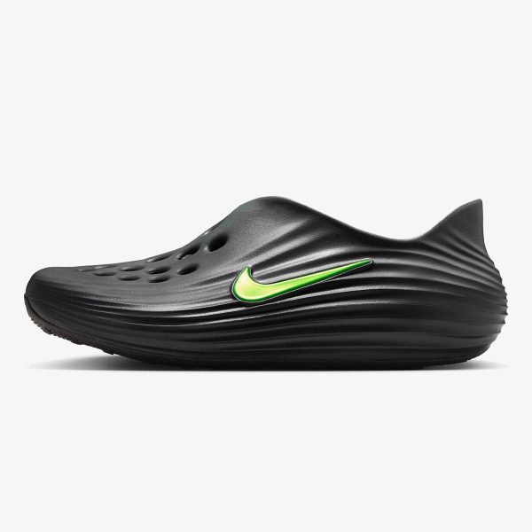ReactX Rejuven8 Black Volt slip-on with Cool Grey upper, black sole, and Volt Swoosh
