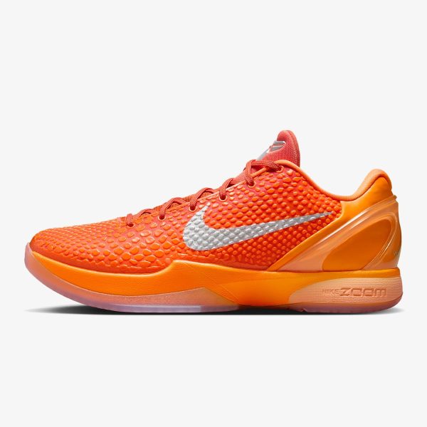 kobe 6 protro total orange - Total Orange Kobe 6 Protro sneaker with scaly upper, silver Swoosh, and translucent outsole