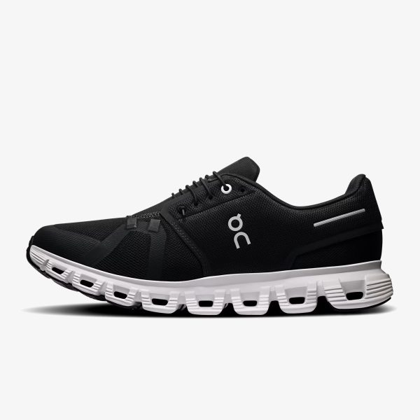 on cloud 6 black white - Black White Cloud 6 sneaker with dark upper, white CloudTec sole, and speed laces