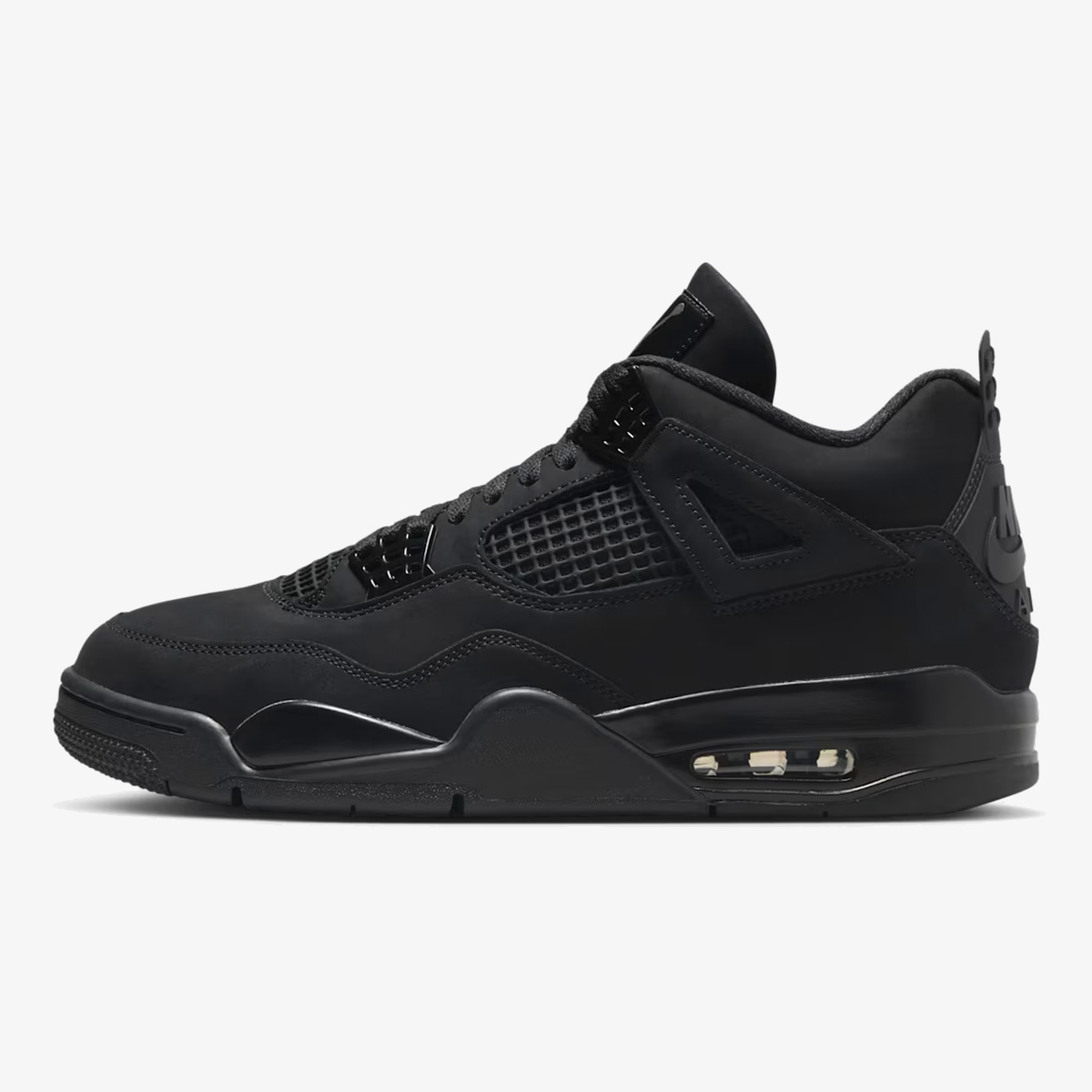 Jordan 4 Black Cat sneaker in black nubuck with tonal branding