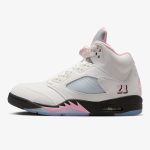 jordan 5 medium soft pink - Medium Soft Pink Jordan 5 sneaker with white leather and reflective tongue