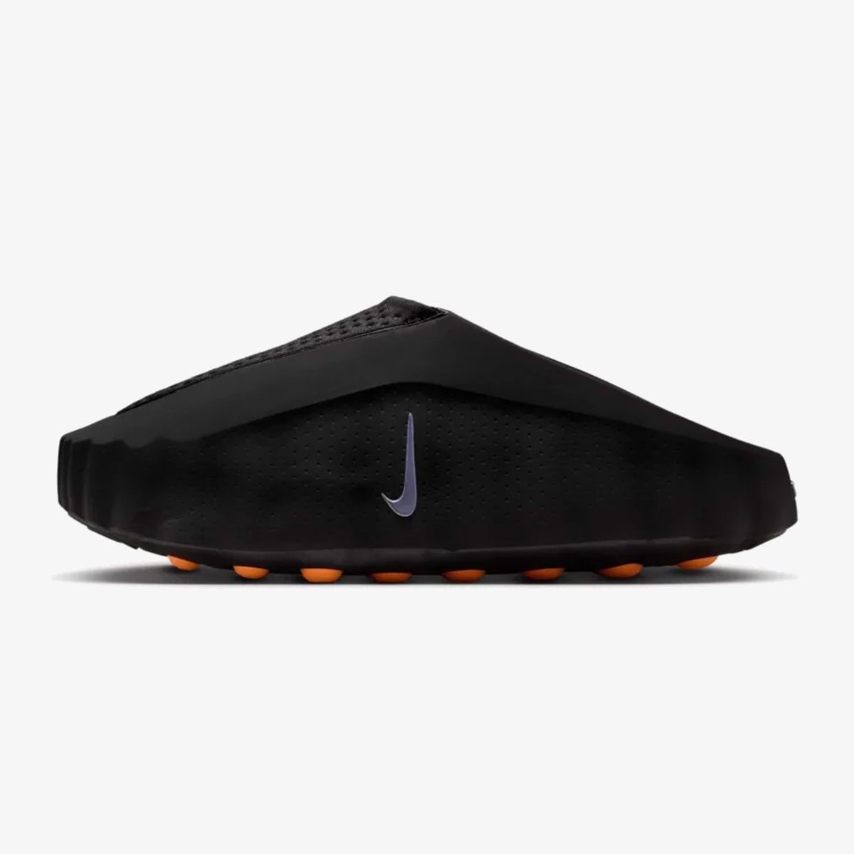 mind 001 black chrome - Black Chrome Mind 001 mule with textured outsole nodes and Hyper Crimson accents
