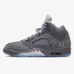 jordan 5 wolf grey - Wolf Grey Jordan 5 Retro sneaker with nubuck panels and translucent outsole