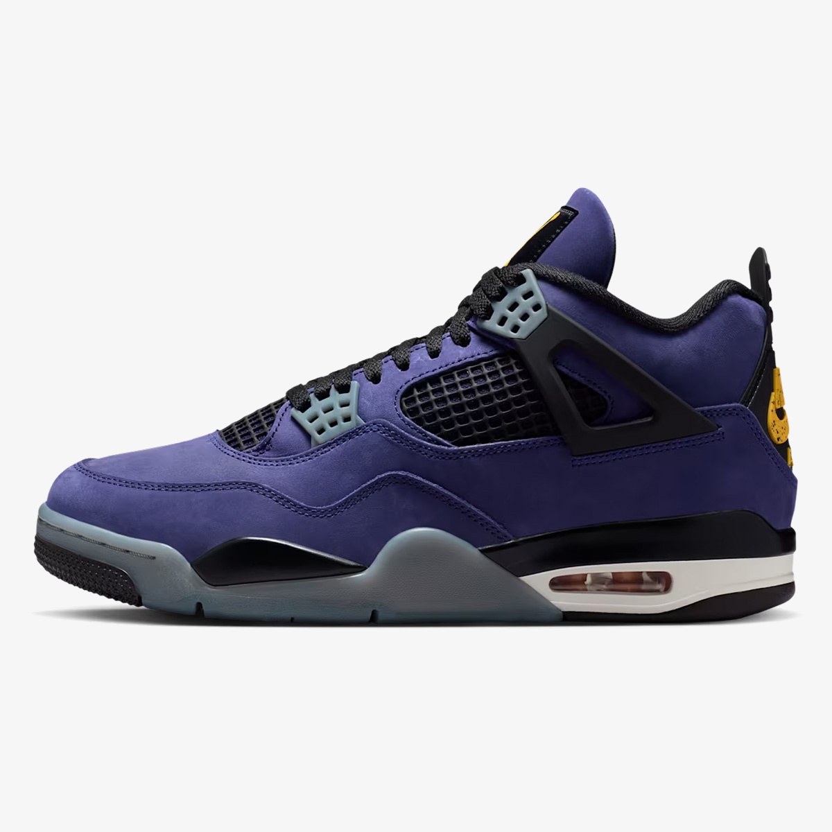 jordan 4 lakers - Imperial Purple Jordan 4 Retro sneaker with gold branding and black accents