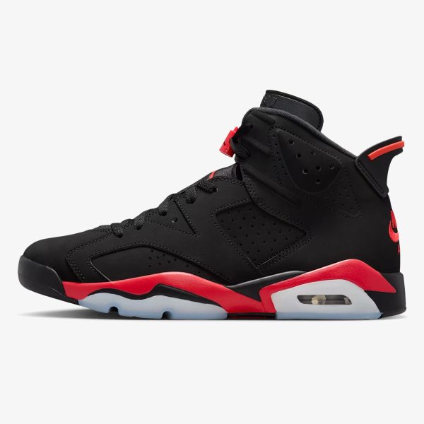 jordan 6 reverse infrared - Black and Light Crimson Jordan 6 Retro sneaker with nubuck upper and translucent outsole