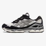 Ivory and Clay Grey Gel-NYC sneaker with layered upper and black suede accents