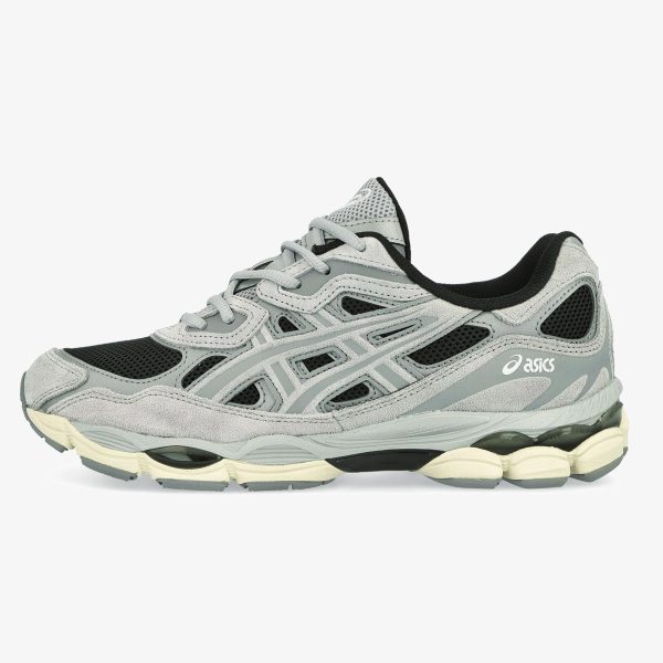 Black and Piedmont Grey Gel-NYC sneaker with mesh base and grey overlays