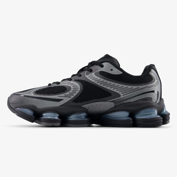 Black and Dark Silver ABZORB 2000 sneaker with blue-tinted cushioning pods