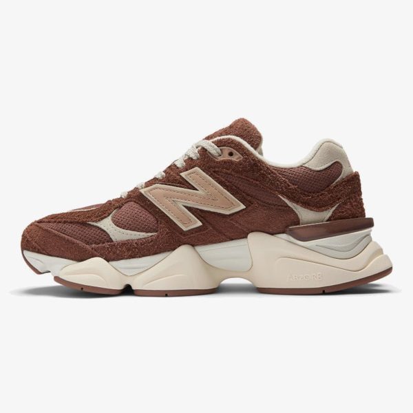 Rich Oak and Timberwolf 9060 sneaker with suede overlays and sculpted sole