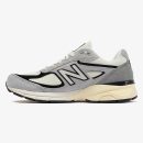teddy 990v4 grey black - Grey Black Teddy 990v4 sneaker with off-white knit textile and suede overlays