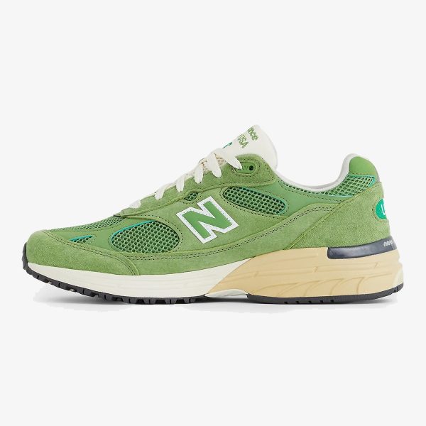 teddy 993 chive - Chive Teddy 993 sneaker with green mesh, pigskin suede overlays, and Sea Salt accents