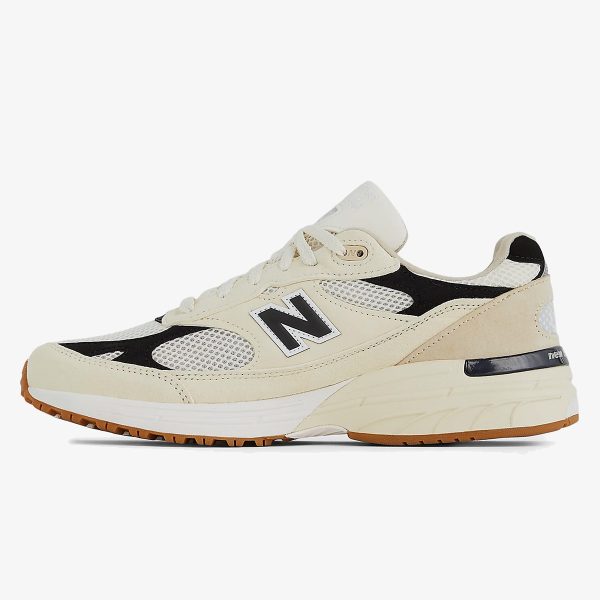 teddy 993 sea salt black - Sea Salt Black Teddy 993 sneaker with white mesh, cream overlays, and gum outsole