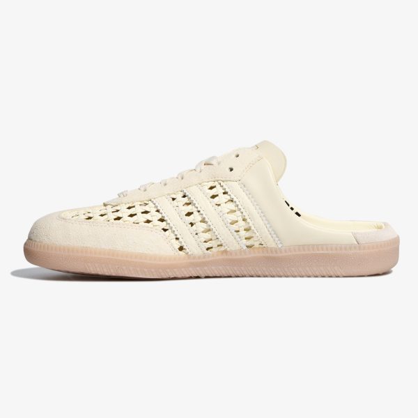 samba mule woven - Cream White woven Samba mule with gum outsole