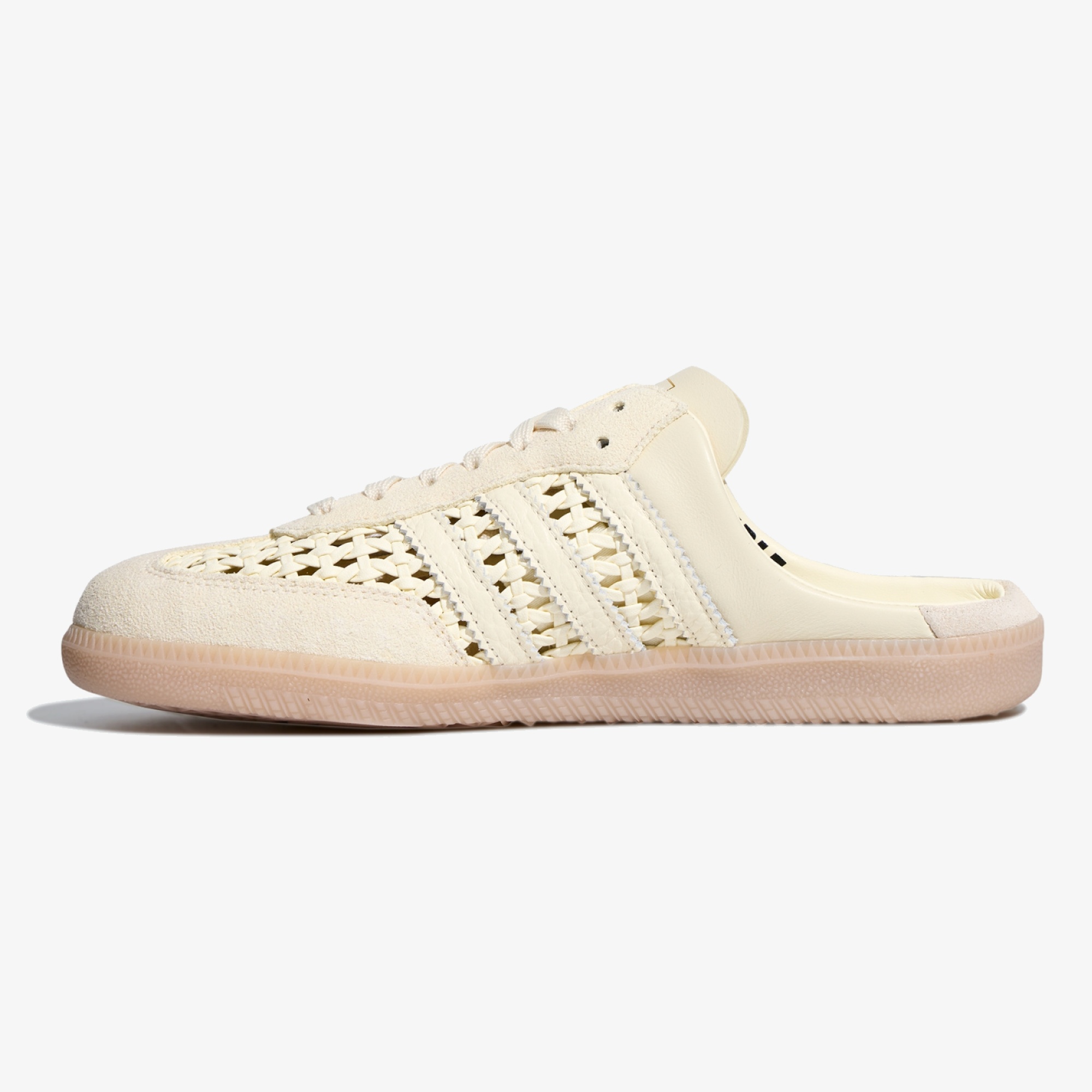 samba mule woven - Cream White woven Samba mule with gum outsole