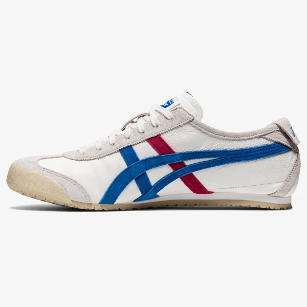 mexico 66 vintage sneakers - White and Directoire Blue Mexico 66 Vintage low-top sneaker with contrast Tiger Stripes