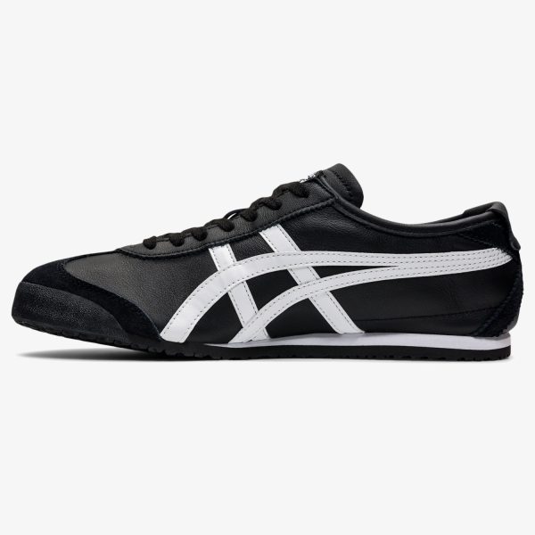 mexico 66 black white - Black and white Mexico 66 leather sneaker with contrast Tiger Stripes