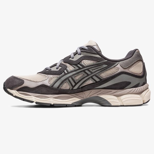 gel nyc oatmeal obsidian grey - Oatmeal and Obsidian Grey GEL-NYC sneaker with layered runner styling