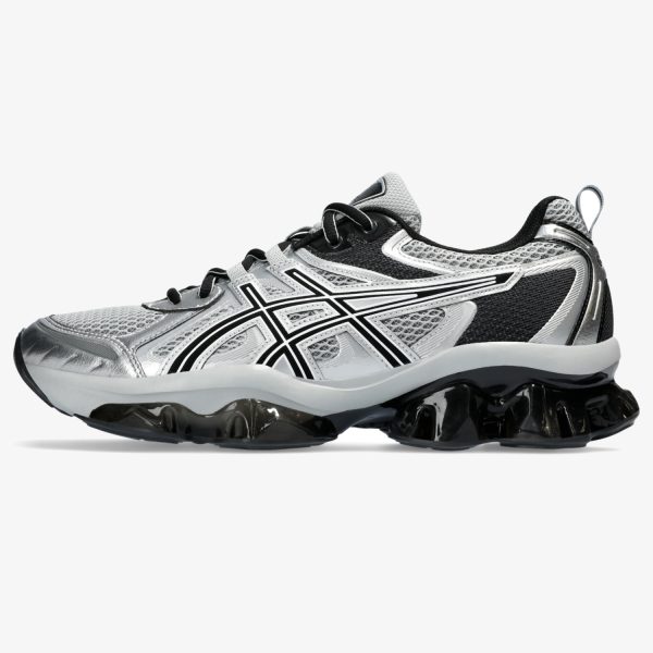 gel quantum kinetic mid grey - Mid Grey and Pure Silver GEL-Quantum Kinetic sneaker with sculpted sole