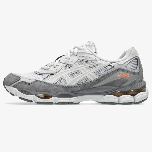 gel nyc cloud grey - Cloud Grey and Cement Grey GEL-NYC sneaker with orange accent detail