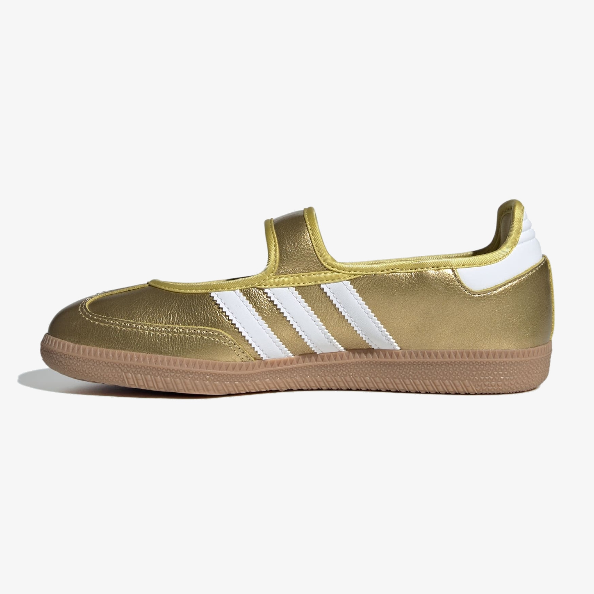 samba jane gold metallic - Gold Metallic Samba Jane sneaker with white details and gum rubber sole