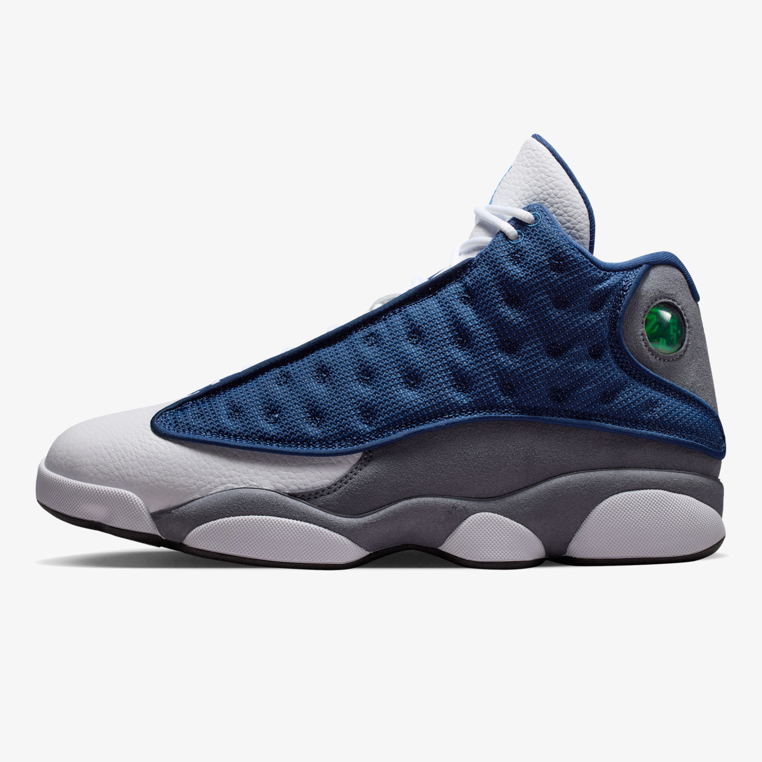jordan 13 flint - Navy and white Flint AJ13 sneaker with grey and University Blue accents