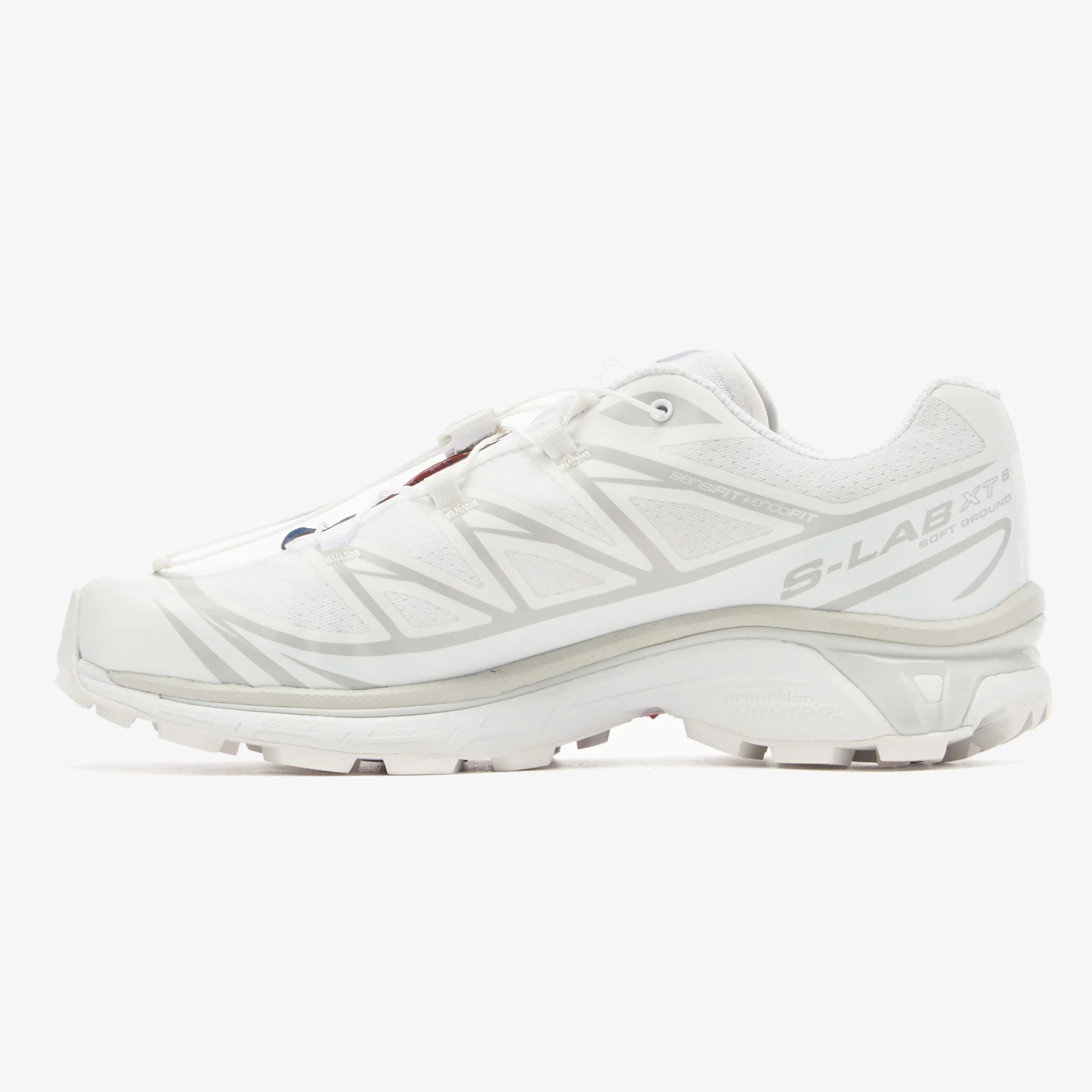 XT-6 White Lunar Rock sneaker with layered mesh upper, Quicklace closure, and sculpted rubber outsole