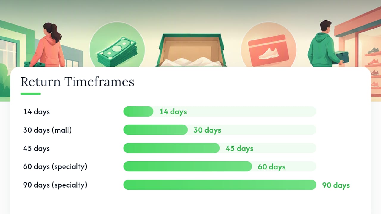 Comparison of sneaker return timeframes