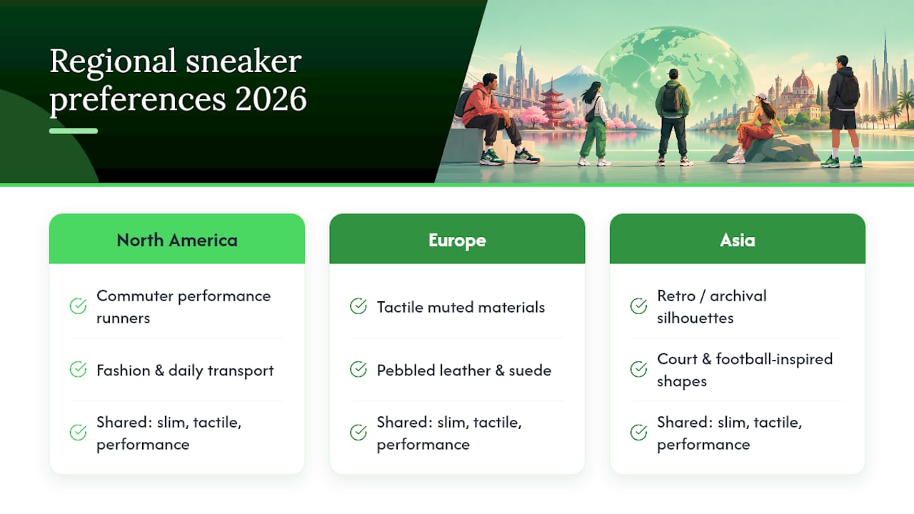 Regional differences in 2026 sneaker trends