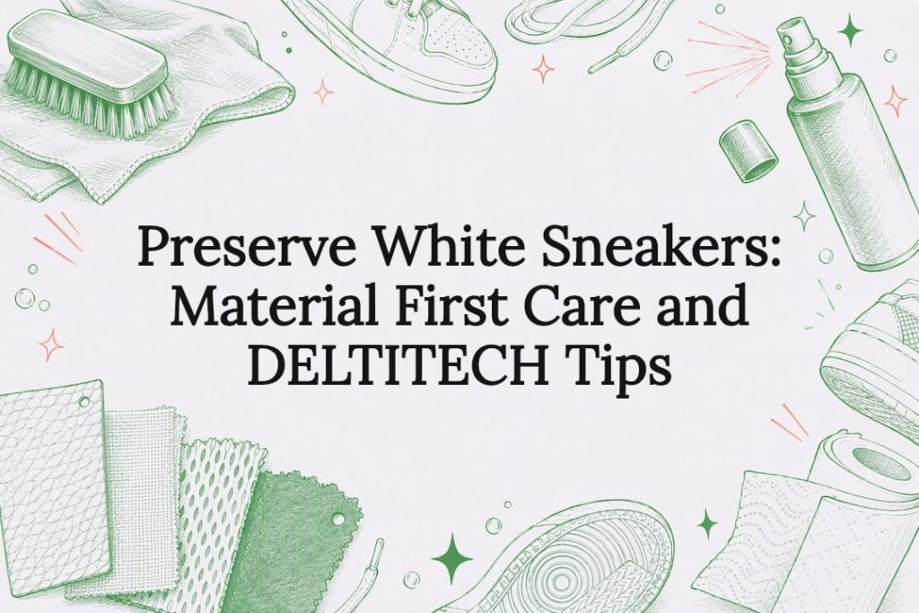 Decorative white sneaker care title card