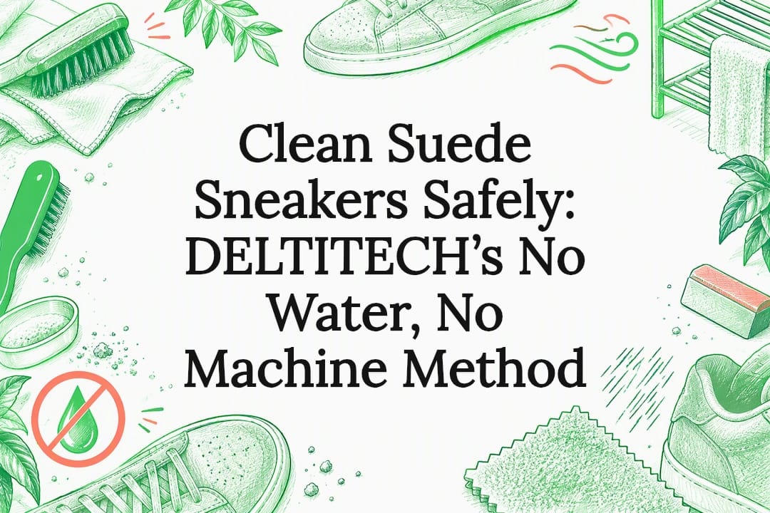 Decorative suede sneaker care title card